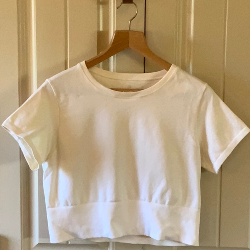 Offline, by Aerie short-sleeved, cropped white top.